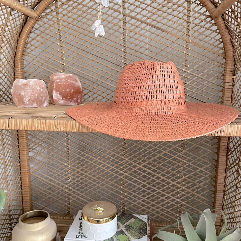 Elegant Coral Woven Sun Hat
